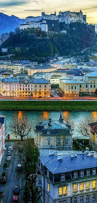Enchanting Salzburg cityscape with river view.