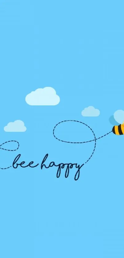 Bee Happy mobile wallpaper with clouds and sky.