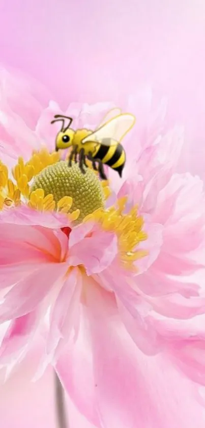 Bee resting on a pink flower with vibrant hues.