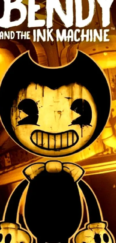 Bendy and the Ink Machine artistic wallpaper with golden hues.