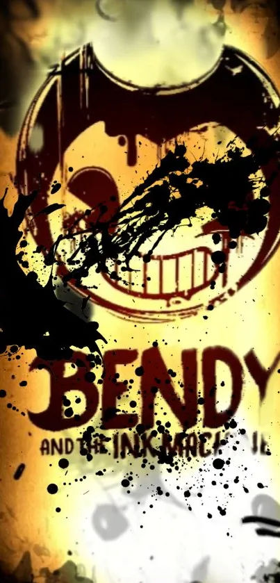 Bendy and the Ink Machine themed art wallpaper with a dark, vibrant design.