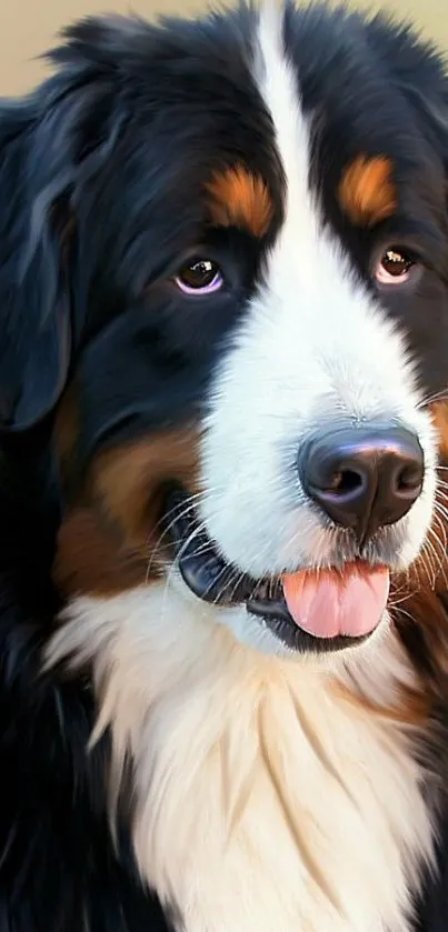 Bernese Mountain Dog digital painting wallpaper.