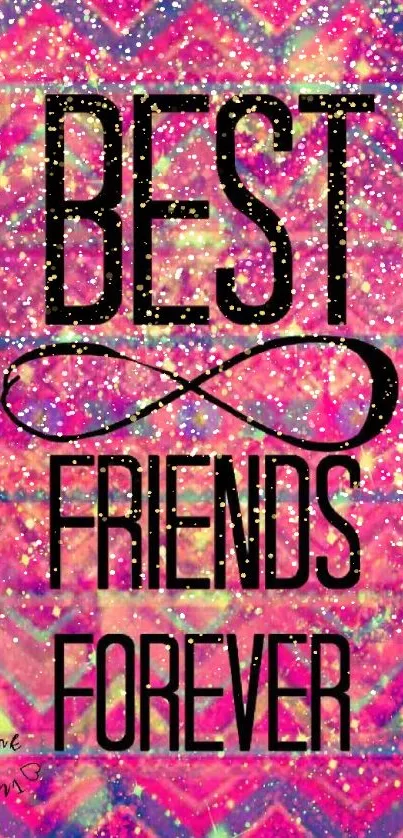 Pink glitter Best Friends Forever mobile wallpaper.