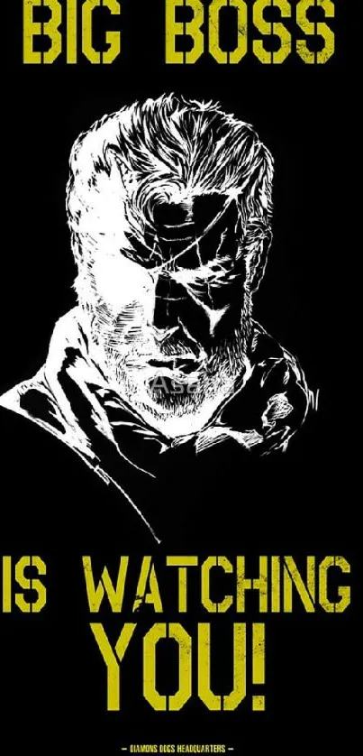 Big Boss dark themed wallpaper with bold yellow text.