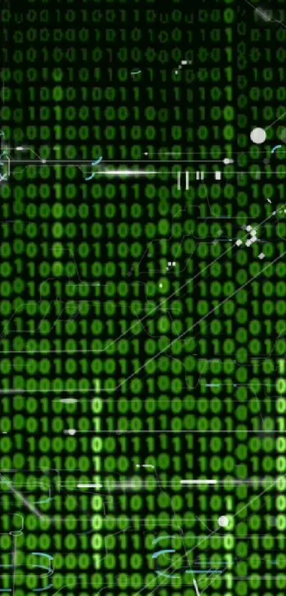 Green binary code wallpaper with a digital matrix look.