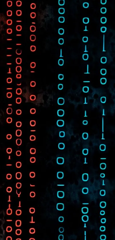 Binary code wallpaper with red and blue digits