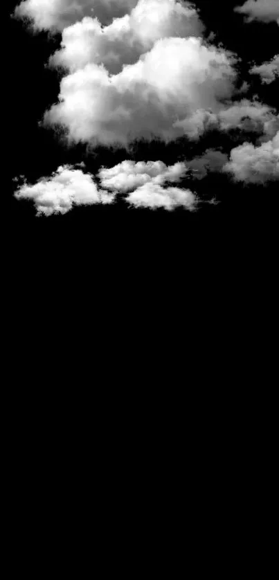 Minimalist black and white clouds wallpaper for mobile screens.