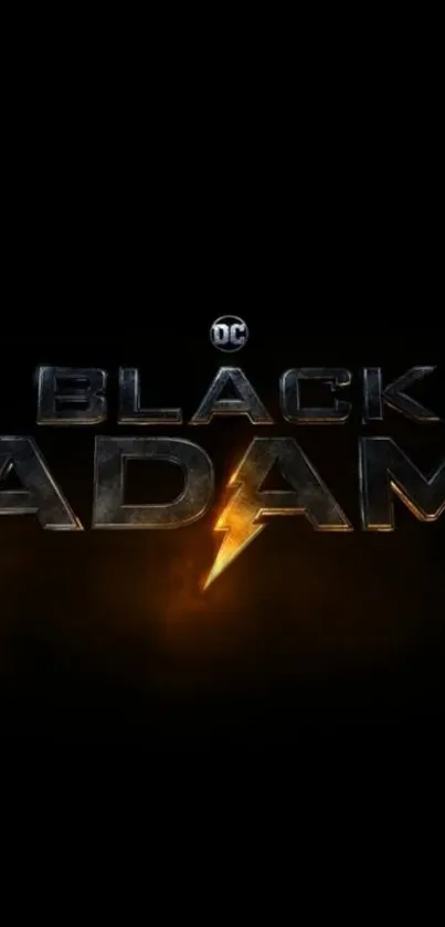 Black Adam movie logo with lightning bolt accent in dark theme.