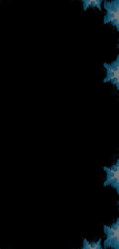 Black and blue fractal design wallpaper with abstract pattern.