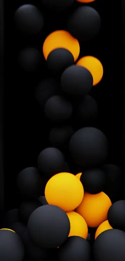 Black and orange spheres on a dark background.