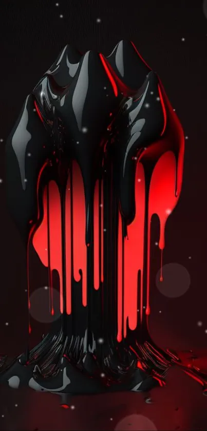 Black and red liquid drip art wallpaper with abstract design.