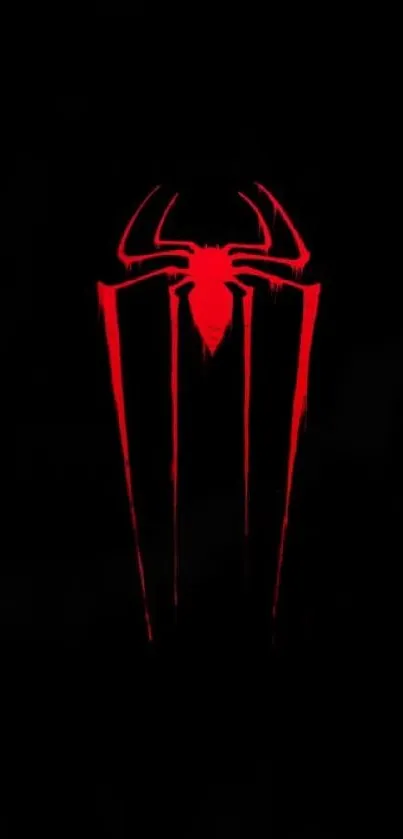 Black wallpaper with red spider emblem design.