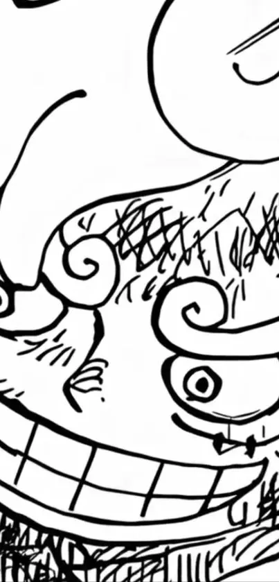 Minimalist black and white anime sketch wallpaper.