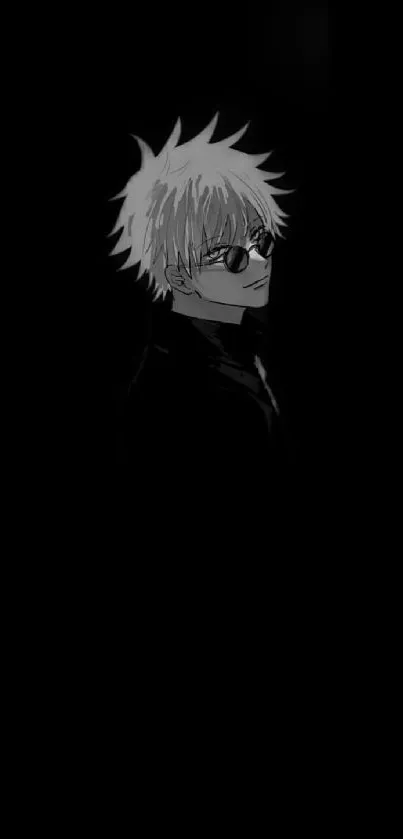 Black and white anime character wallpaper for mobile.