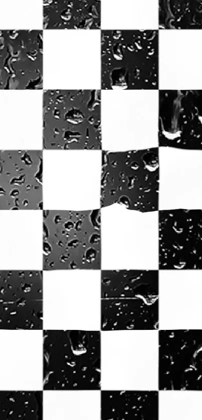 Black and white checkered mobile wallpaper design.