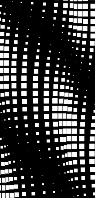 Abstract black and white grid pattern wallpaper.