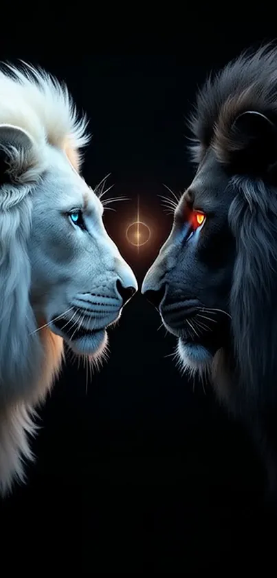 Black And White Lions Profile View Live Wallpaper