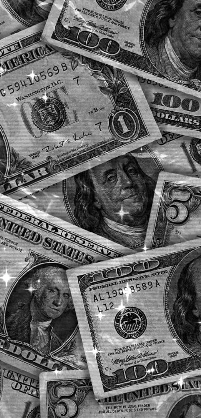 Black and white dollar bills wallpaper for phones.