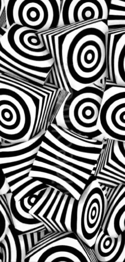 Black and white optical illusion pattern.