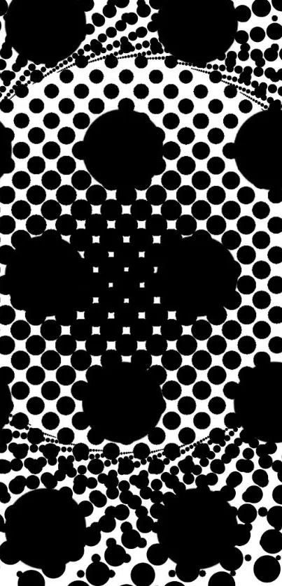 Black and white geometric dot pattern wallpaper for mobile devices.