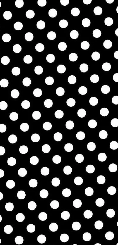 Black and white polka dot wallpaper for mobile use.