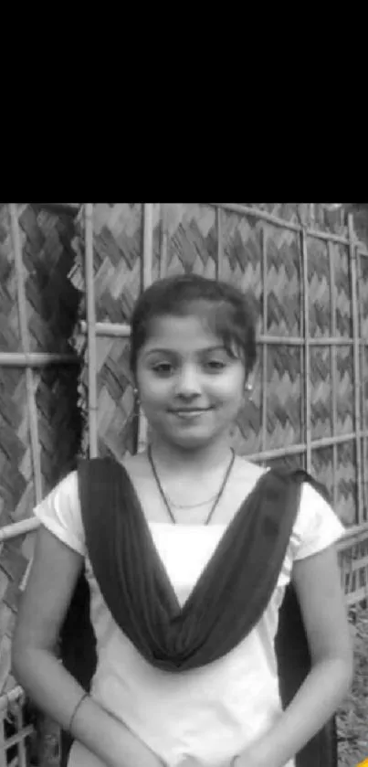 Black and white portrait of a young girl.