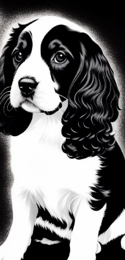 Charming black and white puppy wallpaper for your phone.