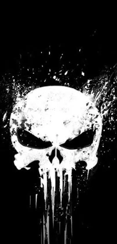 Black and white skull art wallpaper on dark background.