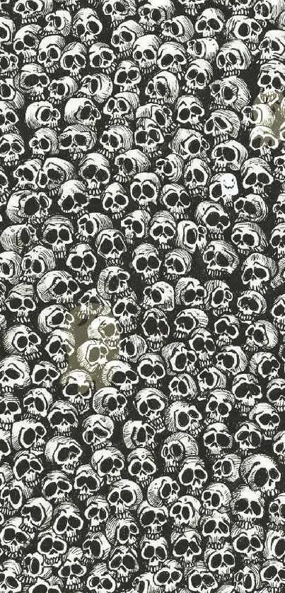 Black and white skull pattern wallpaper for mobile devices.