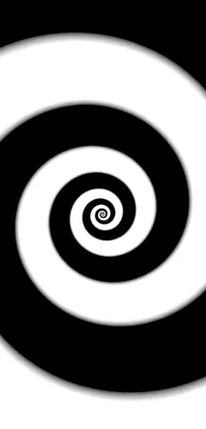 Black and white spiral pattern creating a mesmerizing optical illusion.