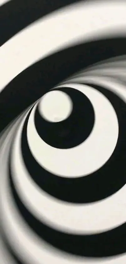 Hypnotic black and white spiral design wallpaper, perfect for mobile phone aesthetics.