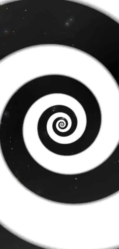 Black and white spiral art wallpaper for mobile phone screen.