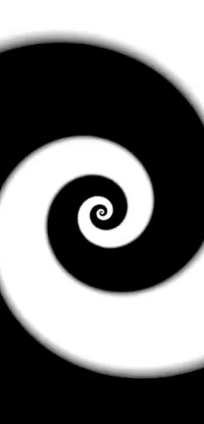 Black and white spiral abstract mobile wallpaper with minimalist design.