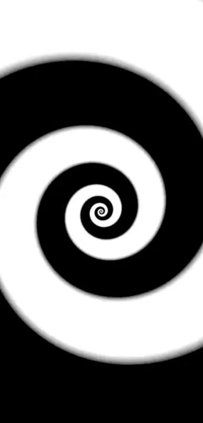 Black and white spiral wallpaper for mobile phones with a hypnotic design.