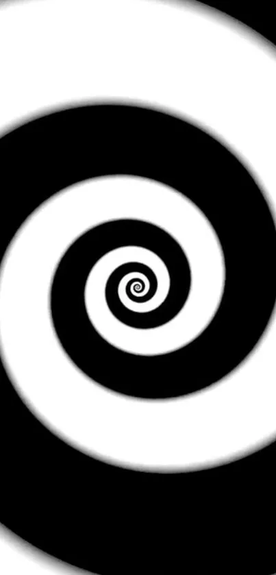 Hypnotic black and white spiral design mobile wallpaper.