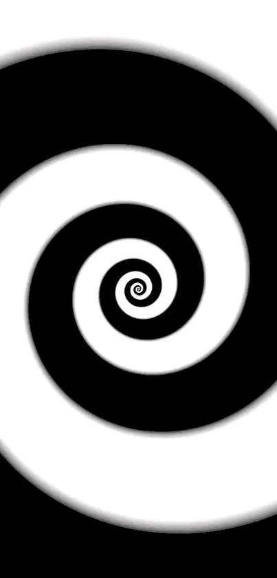 Black and white spiral design wallpaper with optical illusion effect.