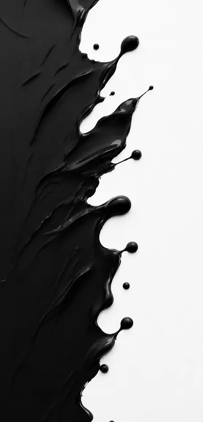 Black paint splash on white background wallpaper.