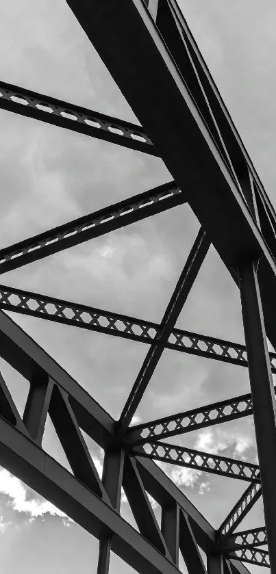 Black and white geometric steel structure wallpaper.