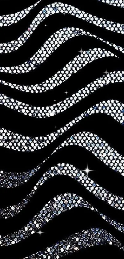 Abstract black and white wave pattern wallpaper.