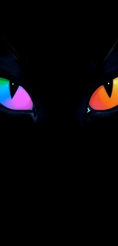 Black Cat With Rainbow Eyes Live Wallpaper