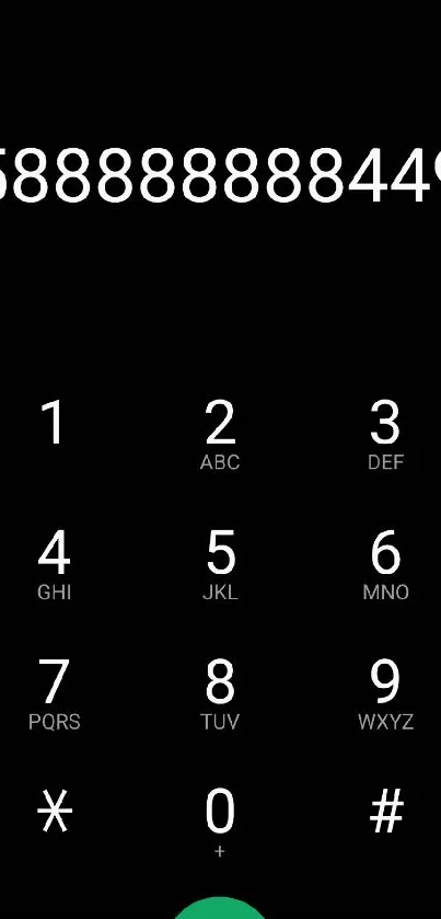 Black phone dialer wallpaper with bold white numbers.