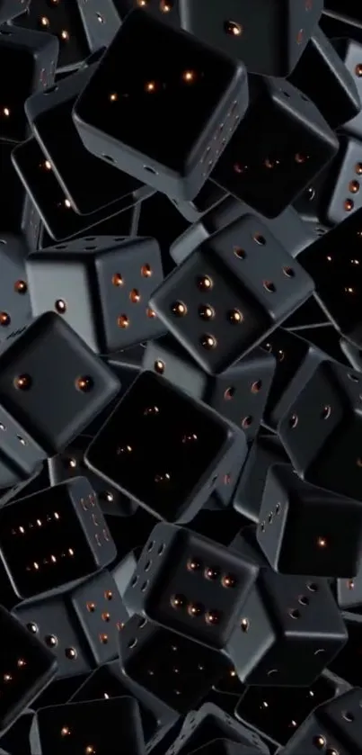 Abstract black dice wallpaper with a chaotic and artistic pattern.