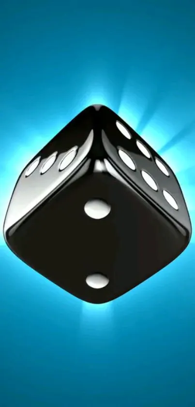 Black dice on a glowing blue background wallpaper.