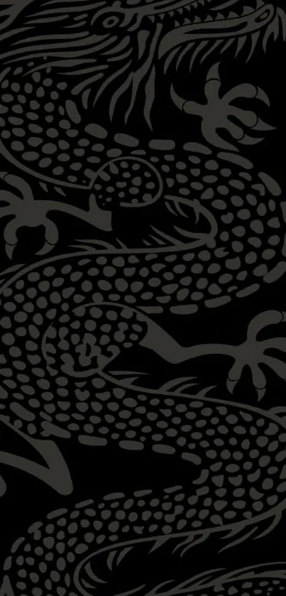 Black dragon design mobile wallpaper with intricate details.