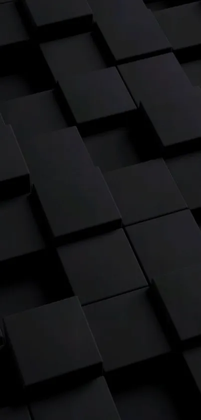 Black geometric 3D wallpaper with abstract cube pattern.