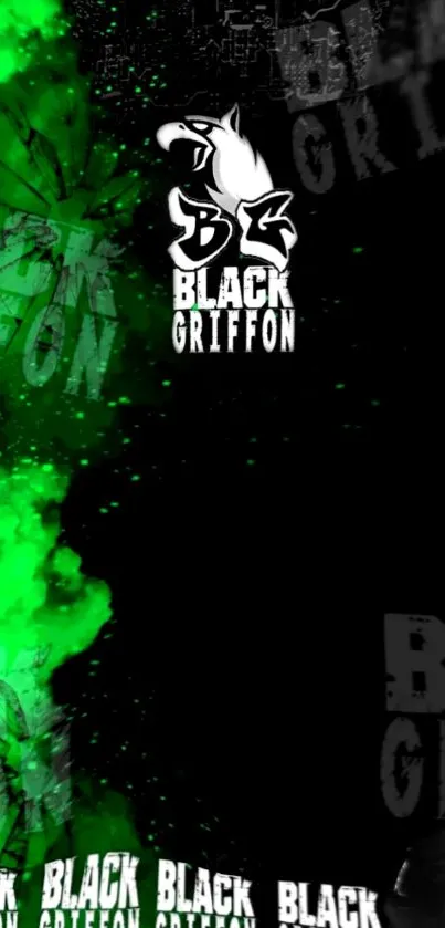 Black Griffon neon green abstract wallpaper design.