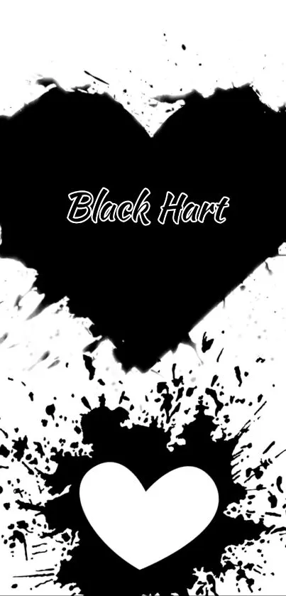 Artistic black heart with splash design on a wallpaper.