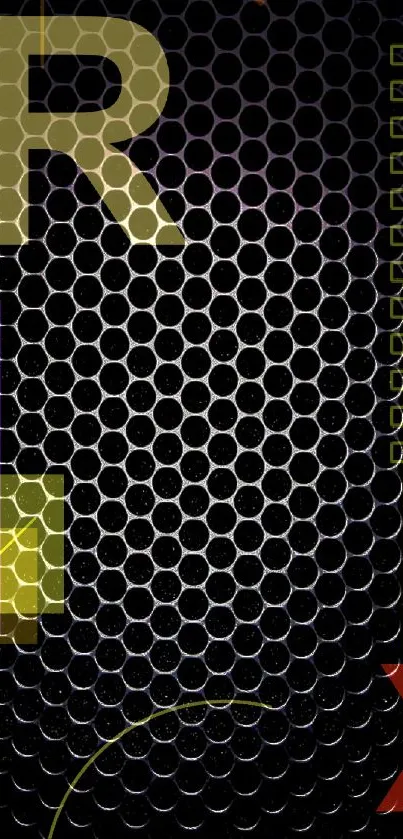 Black honeycomb pattern phone wallpaper with sleek design.