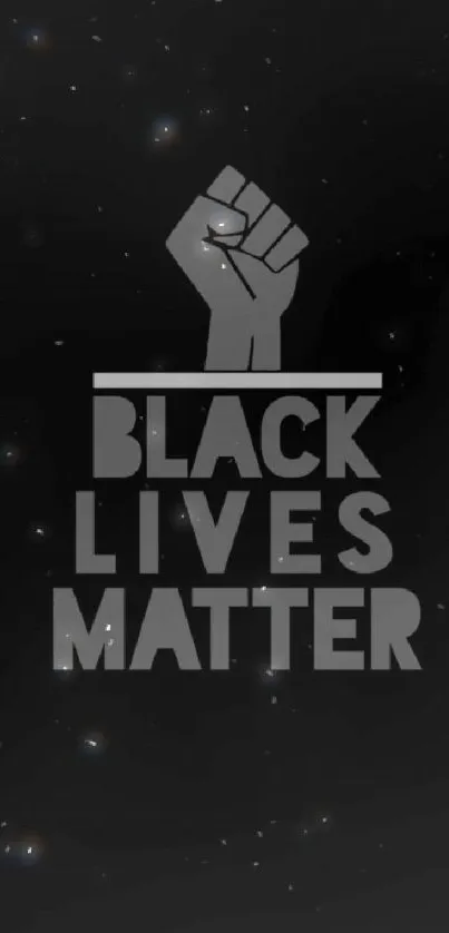 Black Lives Matter wallpaper with a raised fist symbol on a black background.