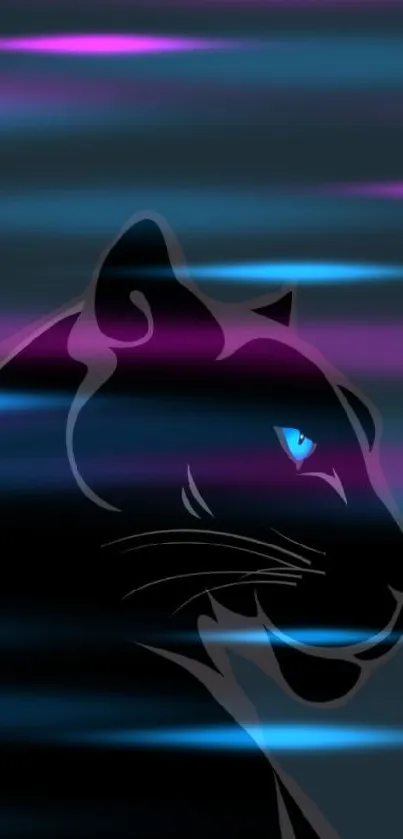 Black panther with blue eyes on a dark background wallpaper.